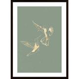 Sage Green Gold Hummingbirds Poster - 50X70P
