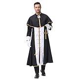 Generisk herr friar medeltida luvor präst rock tunika halloween cosplay kostym medeltida tunika cosplay (svart, M)