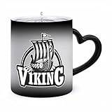 Viking skepp kaffemugg 325 ml färgskiftande muggar hjärtformat handtag värmekänsliga missfärgningskoppar