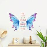 SHEIN 2PCS Blue Butterfly Quotes Wall Decal Think Believe Dream Dare Inspirational Saying Wall Stickers Self-Adhesive Vinyl Wall Decor For Bedroom Living R
