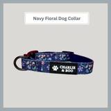 Navy Floral Dog Collar