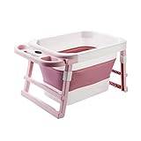 Aintap Portable Baby Bath: hopfällbart badkar för nyfödda till 5-åringar, avtagbar pall, fristående design (rosa)