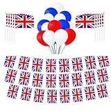 moonyan Brittisk flagga och ballong | 105 stycken Queen Platinum Jubilee partytillbehör – patriotiska festtillbehör, kreativa ballongdekorationer för inomhus, trädgård, stormarknad