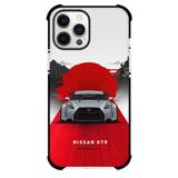 Nissan Phone Case For iPhone Samsung Galaxy Pixel OnePlus Vivo Xiaomi Asus Sony Motorola Nokia - Nissan GTR R35 Front View Illustration On Red Gray Background