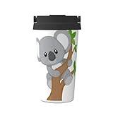 EdWal Hugging Tree koala tryck isolerad kaffekopp tumbler, återanvändbar kaffe resemugg för att hålla varm/is kaffe te öl