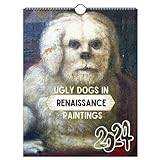 Fegtrty Tecknad Hundkalender Cartoon Deco Calendar 2024 Ugly Dog Calendar 2024 Ugly In Renaissance Painting 2024 Calendar Cartoon Wall Decor Calendar 12 Month