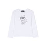 Karl Lagerfeld Kids - Choupette t-shirt med nitar - barn - ekologisk bomull/spandex/elastan/modal - 6 - Vit