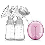 Elektriska dubbla bröstpumpar för amning, tysta och smärtfria elektriska amningspumpar med 2 lägen och 4 sugnivåer, tyst bärbar amningspump för resor och hem (rosa)