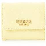 Guess Laurel Saffian-Optik, Bi-Fold-plånbok för kvinnor, gul, 10 x 9 x 4 cm, Gul