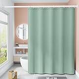 ANAZOZ duschdraperi 180 x 180, badkarsgardin polyester antimögel tvättbara duschdraperier enfärgad grön med ringar