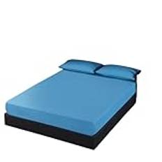 Vattentätt madrassöverdrag vattentätt fast sänganpassat lakan justerbart madrassöverdrag fyra hörn med elastiskt band sängskydd (färg: blå, storlek: dubbel 99 x 190 x 36 cm)