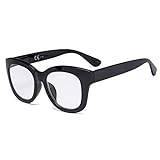 Eyekepper Överdimensionerade läsglasögon – retro läsglasögon för kvinnor som läser, Svart, +1.25