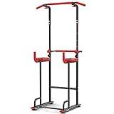 Power Tower,Barbell Rack Home Gym Fitness Squat Rack, Pull Up Dip Station Dip Bars Multi Gym Power Rack Multifunctional Push Up Free Standing, 6 Level Height Adjustment