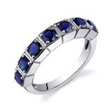 Sapphire Seven Stone Ring in Sterling Silver
