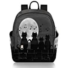 Djur svart katt musik noter mini ryggsäck för kvinnor flickor tonåring, liten mode ryggsäck handväska resa vardaglig lätt dagväska, Animal Black Cat Music Note, 8.26(L) X 4.72(W) X 9.84(H) inch