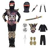 ZUCOS Ninja kostym för barn drake halloween kostym för flickor och pojkar svart 4–6 år