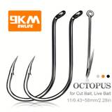 50/100pcs High Strength And Corrosion Resistant 9km Octopus Hook For Saltwater And Freshwater Fishing - Terminal Tackle With High Carbon Steel (11mm~58mm)