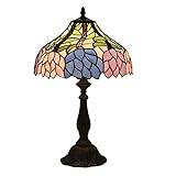 12-tums bordslampa Sängbordslampa Blomsterdesign Lampskärm av målat glas med antik bas för inomhusbelysning, hartsbas