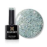Bluesky Gel nagellack, bländande Blz49, blå, glitter, ljus, himmel, långvarig, flisbeständig, 10 ml (kräver härdning under UV-LED-lampa)