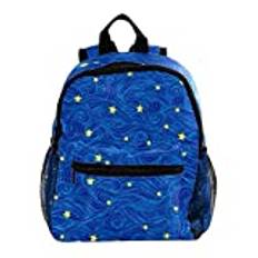 Mini ryggsäck packväska stjärnor blå stjärnhimmel sött mode, Multicolor, 25.4x10x30 CM/10x4x12 in, Ryggsäckar