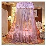 Sänghimmel myggnät för säng med stor hängande drottning himmelssäng Gardinnät för barn, flickor eller vuxna (färg: rosa)