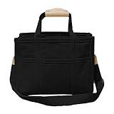 Vintage väskor damer stor kanvas-shoppingväska med fickor, stor kapacitet, avslappnad kanvasväska, mångsidig axelväska bärväska damväskor liten, svart, A