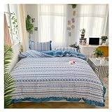 Nordic Style Bedclothes Queen Size Bedding Skin-friendly Bed Linen Sets Home Bedsheets Set with Pillows Case,Lakan