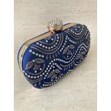 Blue Handcrafted Oval Clutch Bag