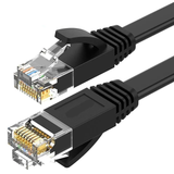 Ethernet LAN-kabel UTP Cat 6 RJ 45- för bärbar router - Flat Cable - Black/15m