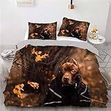Super King påslakanset träd hund tryck design sängkläder set mjuk mikrofiber med dragkedja påslakan (260 x 220 cm) 2 örngott (50 x 75 cm) för vuxen