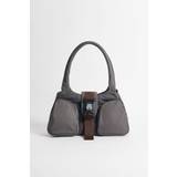 Nylon Handbag - Handbag in Black & Mud Brown Mud Brown / ONE