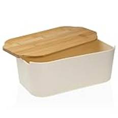 MGE - Brödlåda med lock – brödbehållare – behållare för förvaring av bröd – brödlåda för förvaring av bullar, kakor – vit