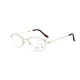Fällbara läsglasögon med halvram, blå ljusblockering, anti-bländning smarta zoomdatorläsglasögon för män kvinnor (färg: Guld, storlek: 2,5)