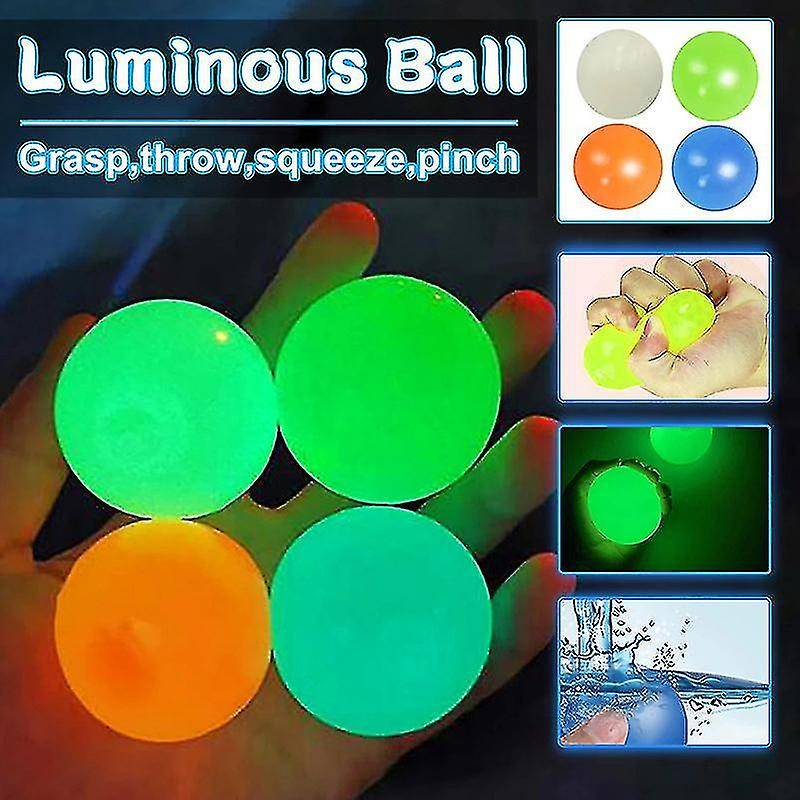 4stück Luminous Globbles Sticky Balls Spielzeug Wall Balls Anti Stress Leuchtend 