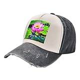 Lotus blommor tryck vintage hattar för män snapback-keps anpassad basebollkeps anpassad hatt, Svart och vit, one size