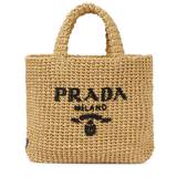 Prada Logo raffia shopper - beige - One size fits all