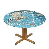 YYHHAOFA Grekland kartmönster rund bordsduk M: Dekorativt runt bord för 40-50 tum runda bord