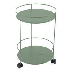 Fermob - Guinguette Side Wheeled Table With Solid Double Top Cactus 82 - Småbord & Sidobord utomhus