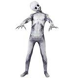 Jiumaocleu Halloween zombieskelettdräkt för barn och vuxna, skelettoverall kroppsdräkter skrämmande zombie-uniform outfit passar för karnevalfest