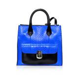 Blue and Black Python Leather Padlock All Afternoon Tote Bag…