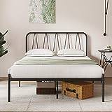 Novilla 36 cm metallsängram, plattform sängram med sänggavel, stållamellstöd, madrassgrund, enkel montering, förvaringsutrymme under sängen 140 x 200 cm, svart