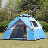 Pop Up-campingtält 3-4 Personer Automatiska Tält För Camping Instant-tält Med 2 Dörrar Och 2 Fönster, Vattentätt Vindtätt För Camping Vandring Bergsklättring (Color : /Blue, Size : 3-4 person)