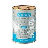 GRAU - Original – våtfoder för katter – kalkon, lax, makrill, 6-pack (6 x 400 g), spannmålsfri, för vuxna katter