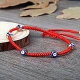 Lucky Beads strängarmband för kvinnor män flera färger rep flätad handkedja justerbar storlek yoga armring par gåva, röd 1