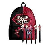 Hazbin Hotell ryggsäckar - Anime Alastor ängel damm 3D-tryck dagväska reseryggsäck laptopväska tecknad skolväska 40 x 30 x 17 cm, 5 stycken svart 0,5 mm gelpenna gelpenna ryggsäckar kombiset, Typ 1,