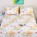 Single Fitted Sheet,Boys Girls Bedroom Cartoon Print Extra Deep Pocket Bed Sheets, Solid Color Skin-Friendly Cotton Mattress Topper,strawberry,150cmx200cm+25cm (3pcs)