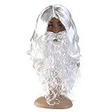 Santa Wig Skägg Set Deluxe White Santa Fancy Dress Dräkt Wizard Peruk och skägg for jul Halloween fest