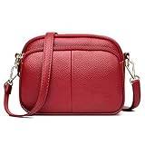 SSWERWEQ Damväskor Små väskor för kvinnor, messengerväskor läder kvinnlig söt axelväska, vintage läder handväskor (Color : Red)