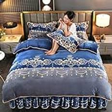 Sängkläder 200 x 200 cm bomull 3-delad, prinsessblommigt tryck sängkläder set bomull blå spets påslakan sängöverkast sängöverkast sänglinne sängkappa hemtextilier, present mamma