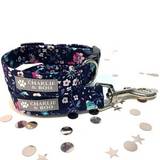 Navy And Pink Summer Floral Dog Collar And Lead
